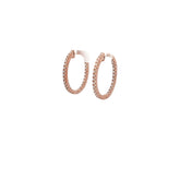 14k Rose Gold .50ct G VS2 Round Diamond Oval Shape Inside/Outside Hoop Earrings
